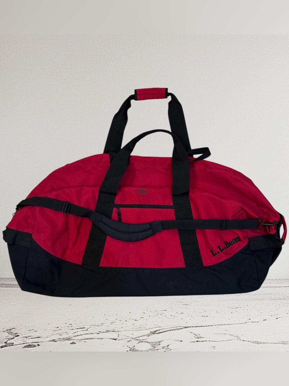 LL Bean Adventure Duffle Large Red Nylon Water Resistant Tote Bag Rugged